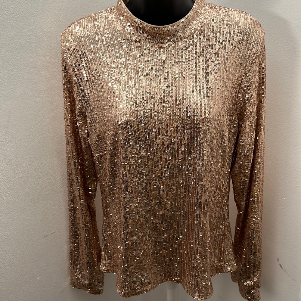 English factory sequin blouse rose gold